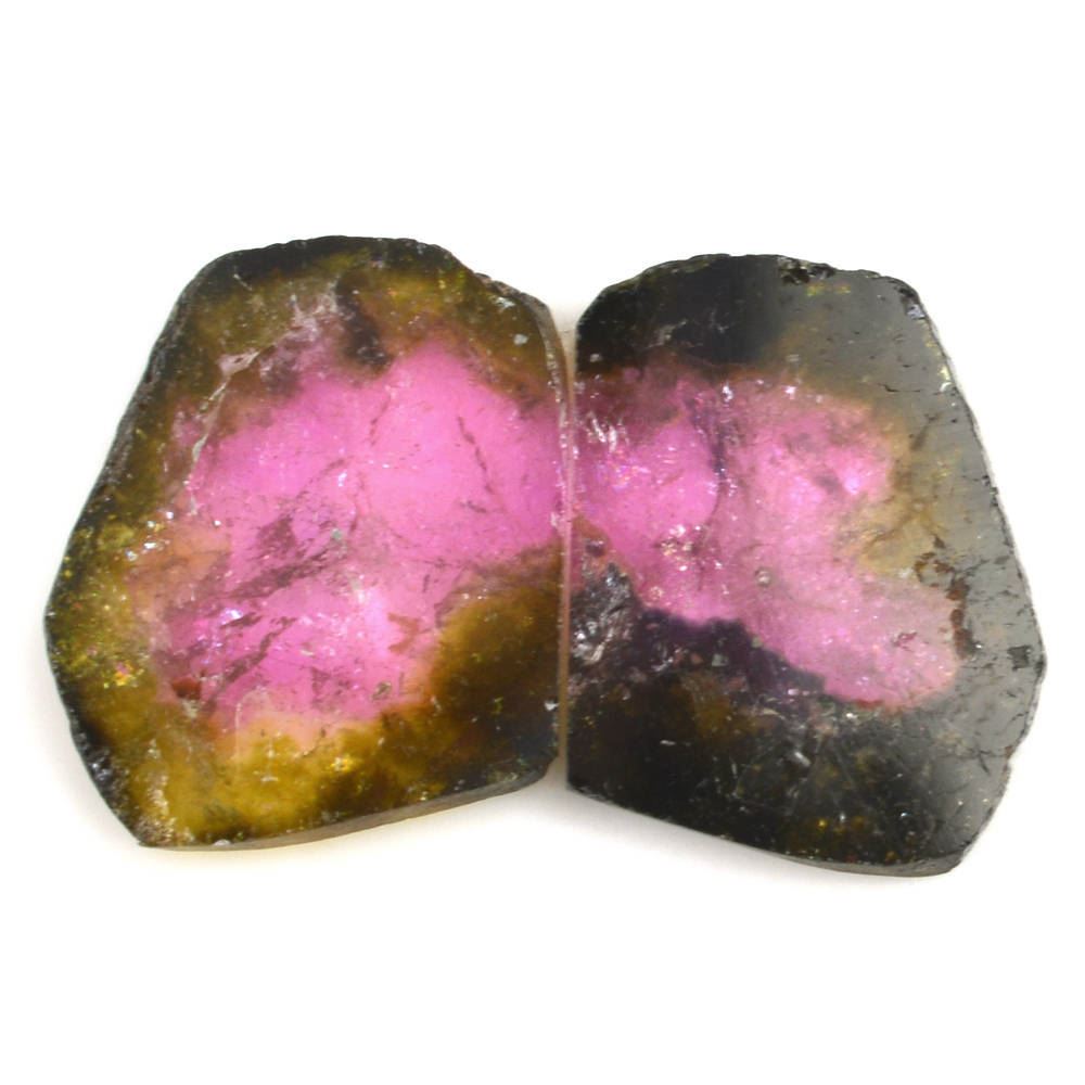 WATERMELON TOURMALINE SLICE 13.50X11.50MM 3.70 Cts. (Pair)