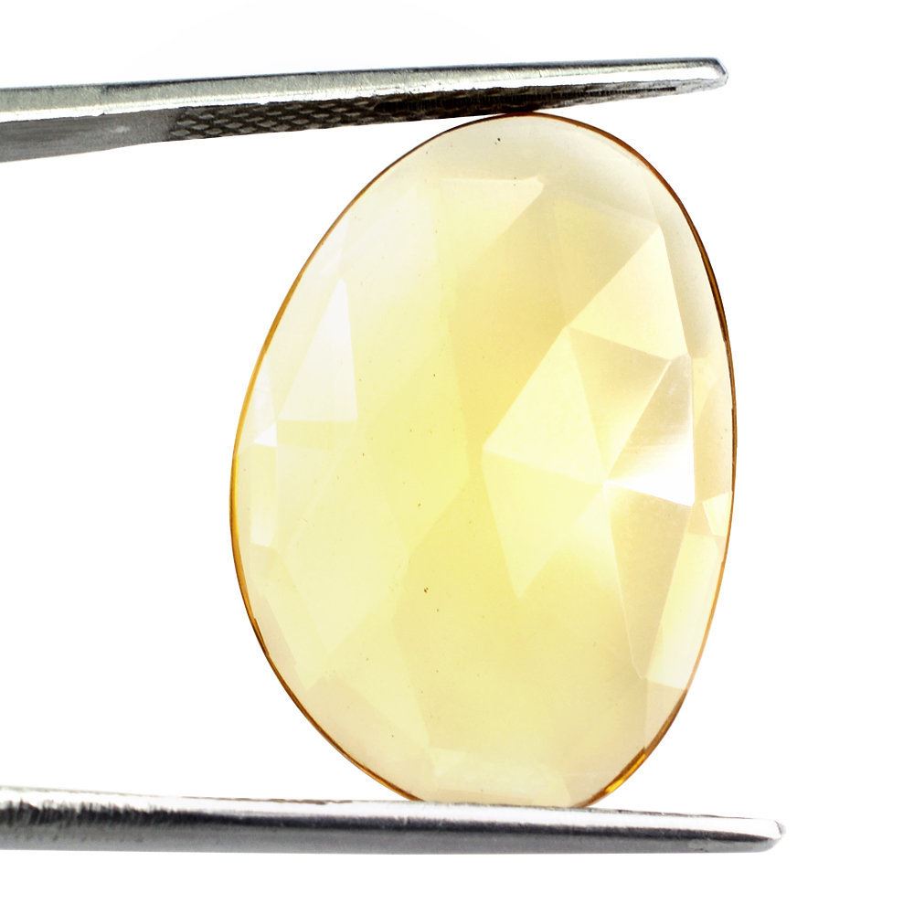 WHISKY QUARTZ ROSE CUT IRREGULAR OVAL CAB 23X16MM 9.4 Cts.