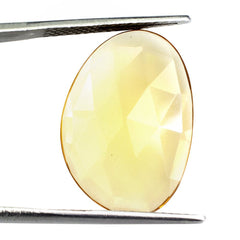 WHISKY QUARTZ ROSE CUT IRREGULAR OVAL CAB 23X16MM 9.4 Cts.