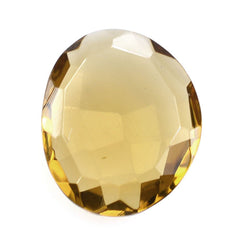 WHISKY QUARTZ STEP CUT BACK IRREGULAR OVAL 12X10MM 2.75 Cts.