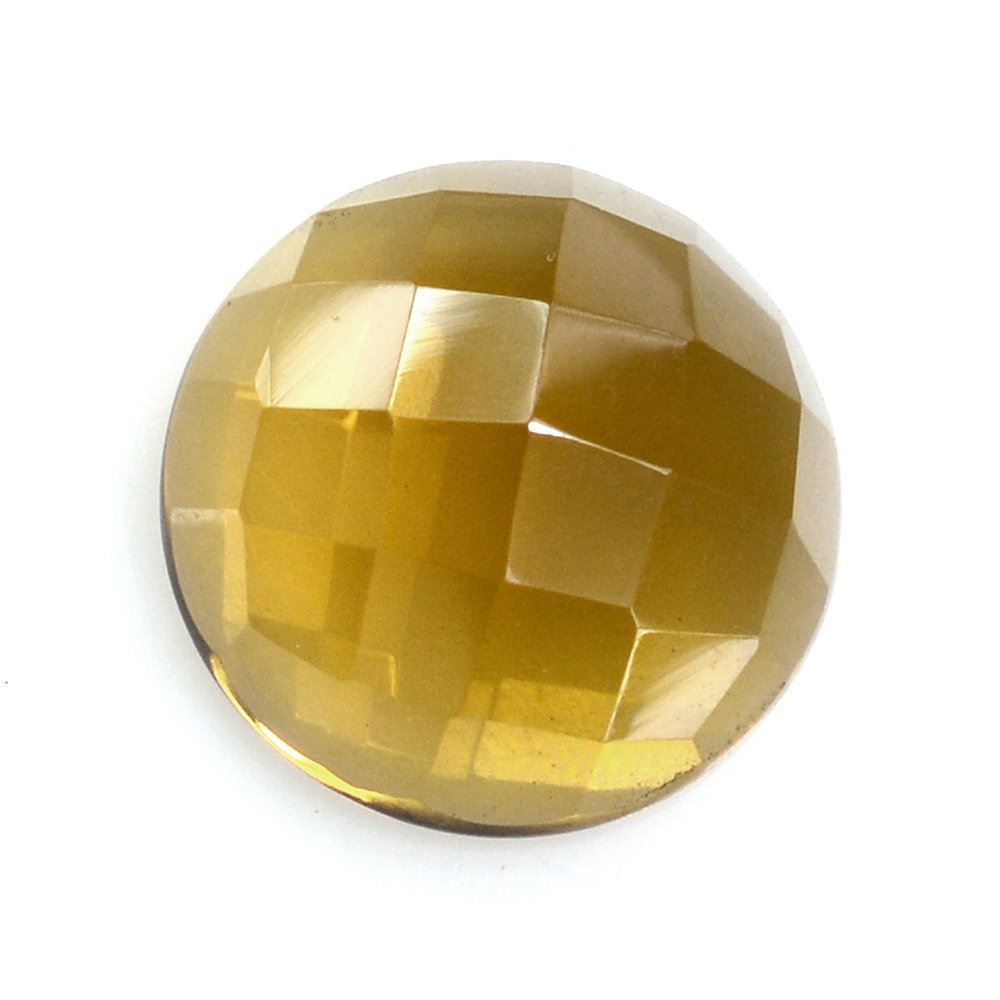 WHISKY QUARTZ CHECKER ROUND CAB 10MM 3.42 Cts.