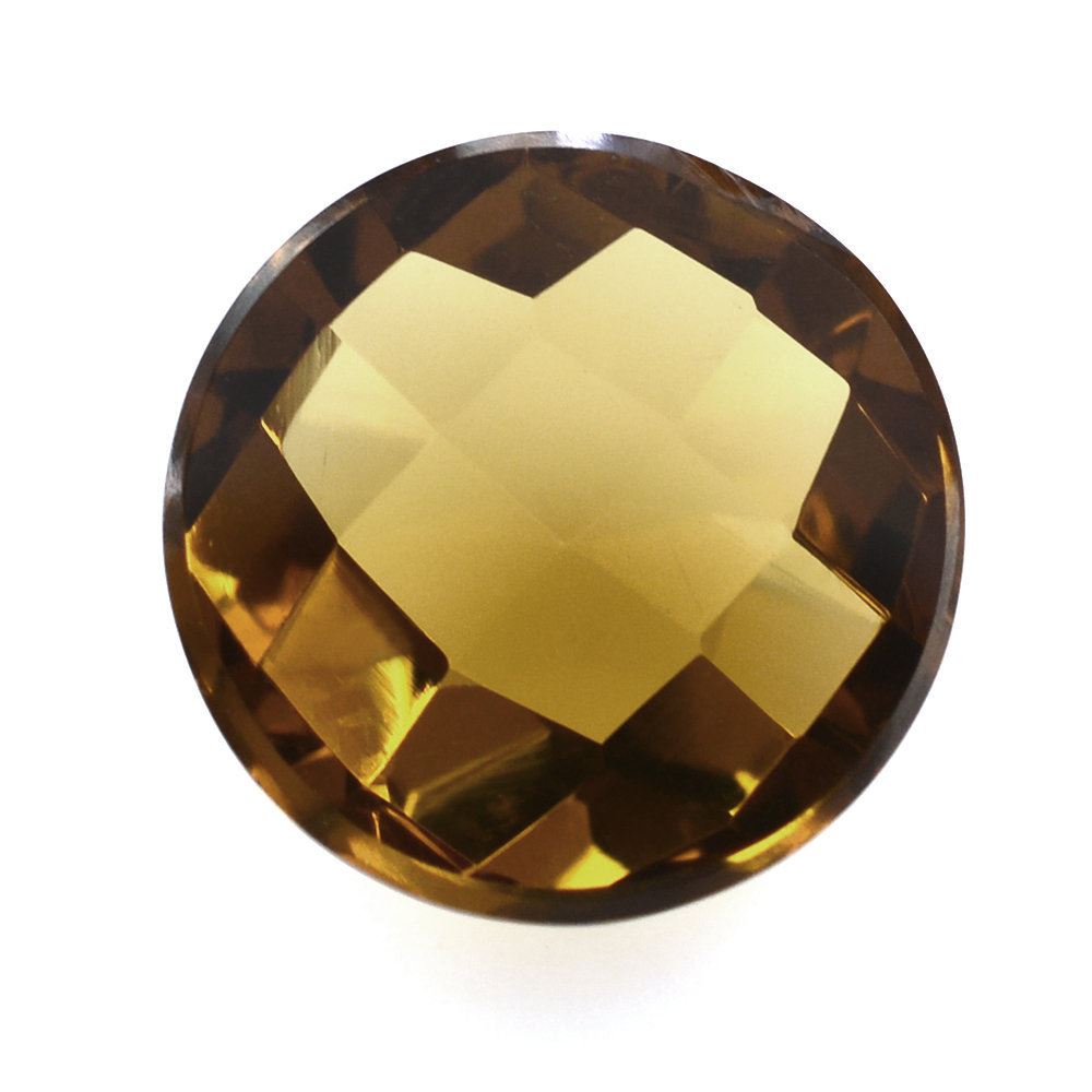 WHISKY QUARTZ CHECKER ROUND CAB 10MM 3.42 Cts.