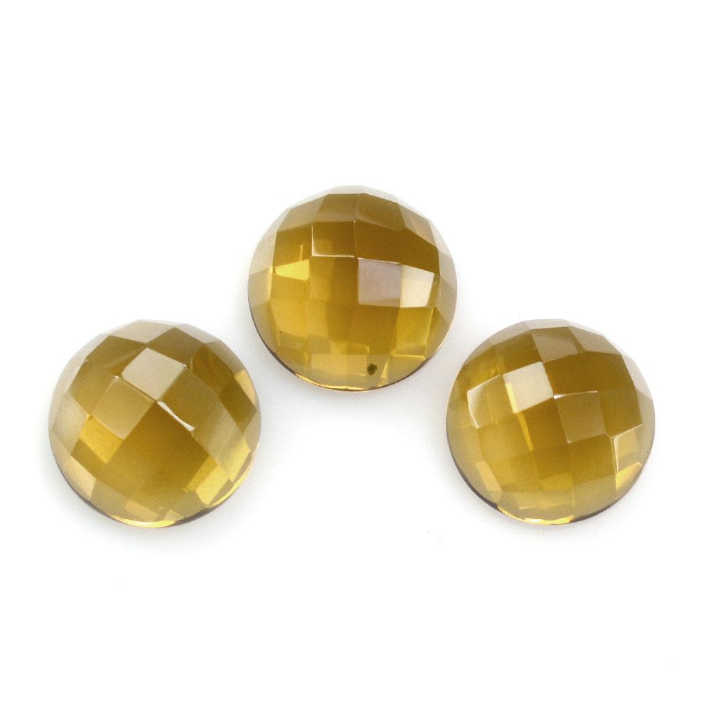 WHISKY QUARTZ CHECKER ROUND CAB 10MM 3.42 Cts.