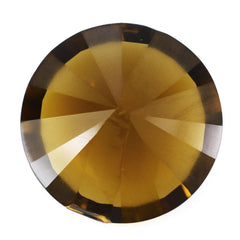 WHISKY QUARTZ ROUND DIAMOND CUT WITH ONE FACET POLISH & ONE UNPOLISH (DES#29) 15MM 10.33 Cts.