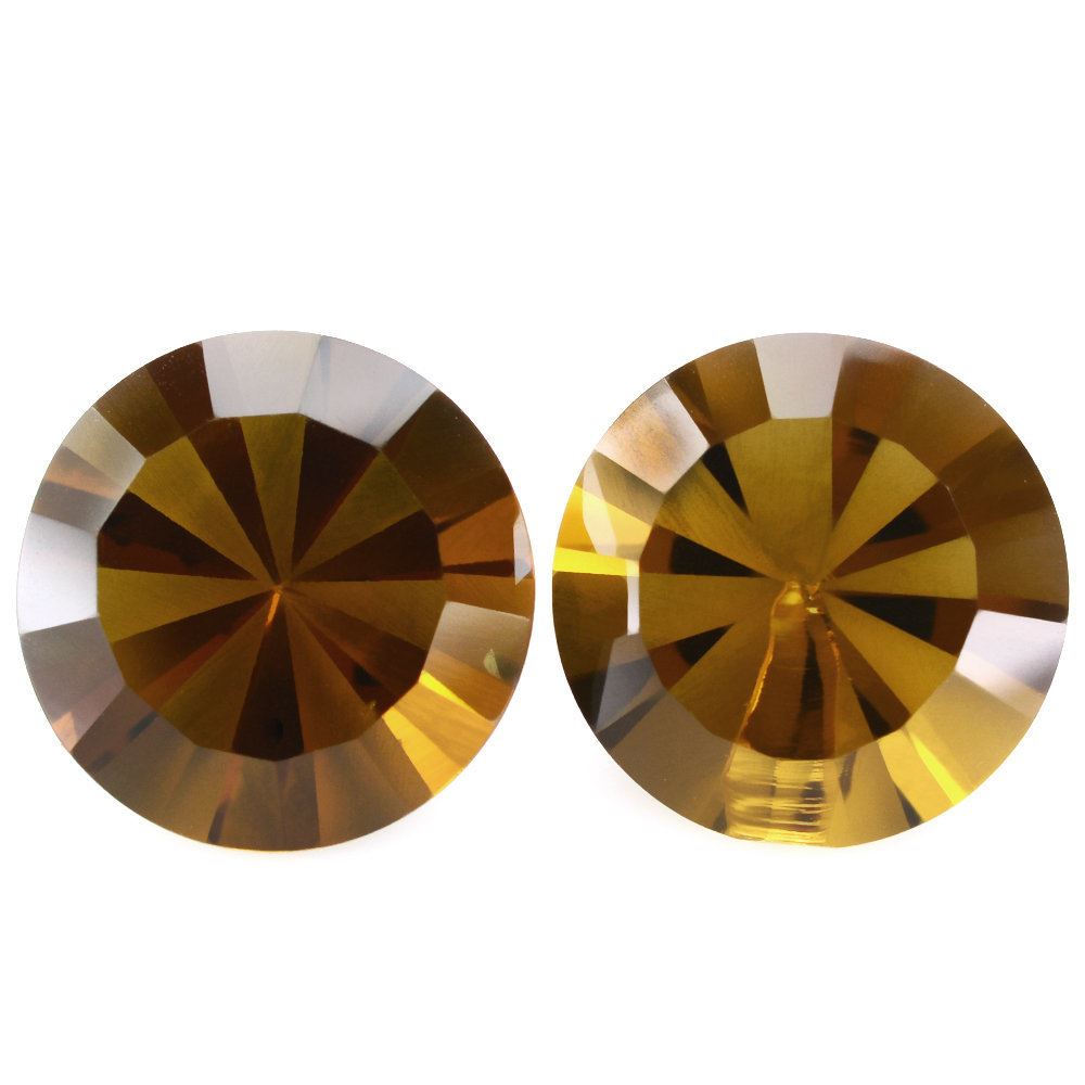 WHISKY QUARTZ ROUND DIAMOND CUT WITH ONE FACET POLISH & ONE UNPOLISH (DES#29) 15MM 10.33 Cts.