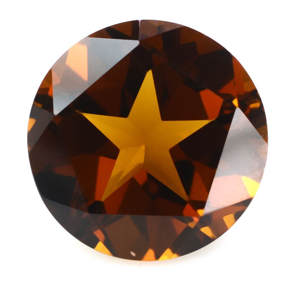 WHISKY QUARTZ PENTAGON ROUND WITH STAR CUT BACK (DES#44) 15MM 11.20 Cts.