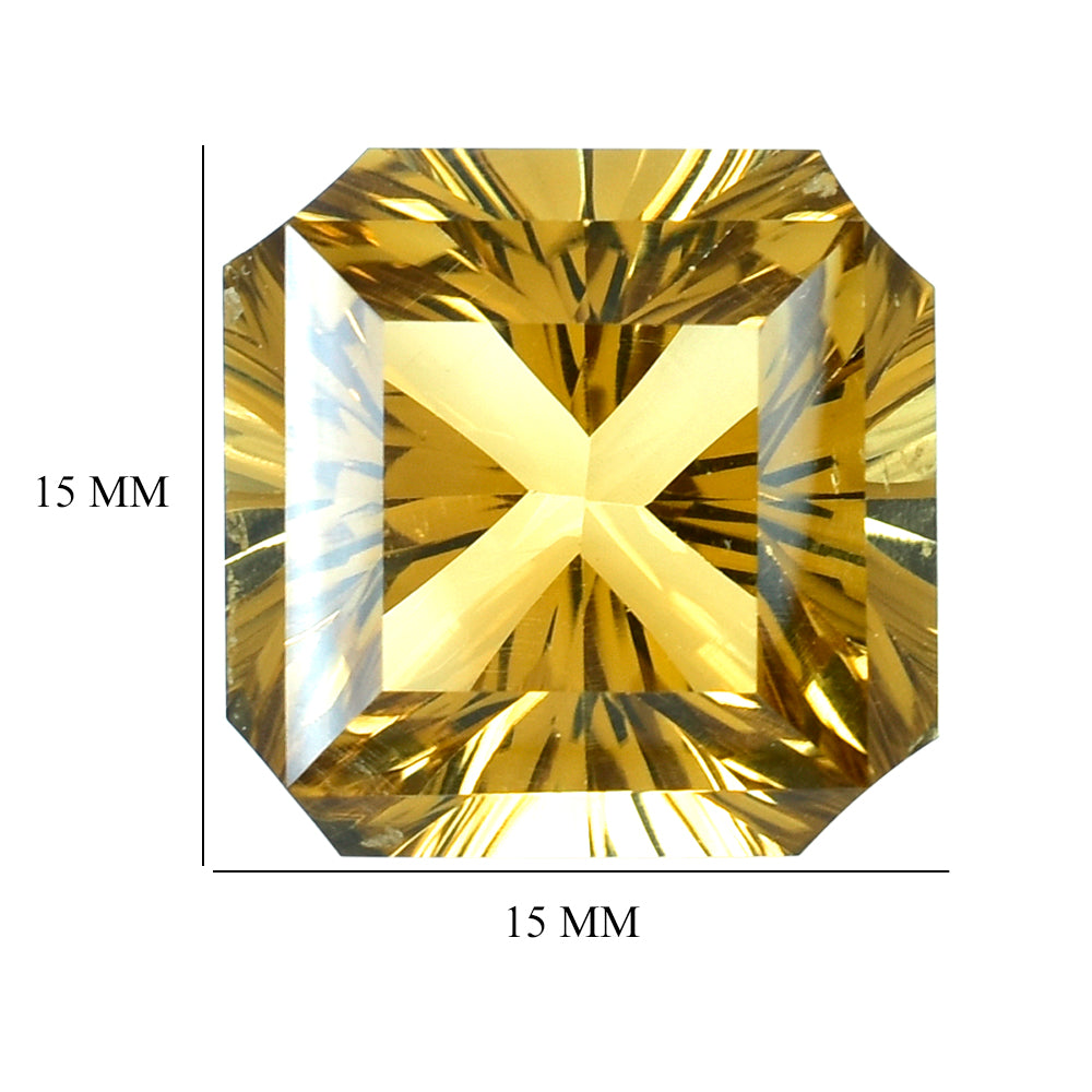 WHISKY QUARTZ ASSCHER CUT SQUARE-OCTAGON (DES#139) 15MM 14.30 Cts.