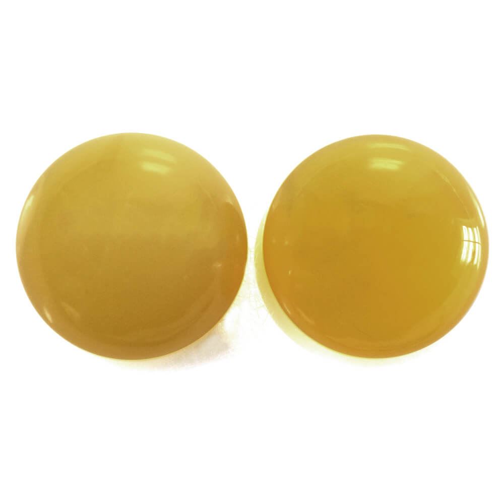 YELLOW OPAL BUTTON ROUND CAB 15MM 9.57 Cts.