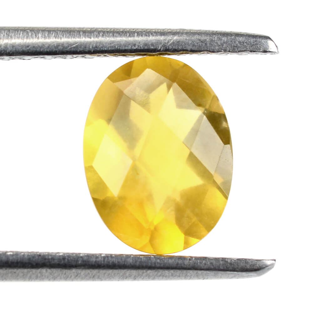 YELLOW OPAL CHECKER CUT OVAL 8X6MM 0.89 Cts.