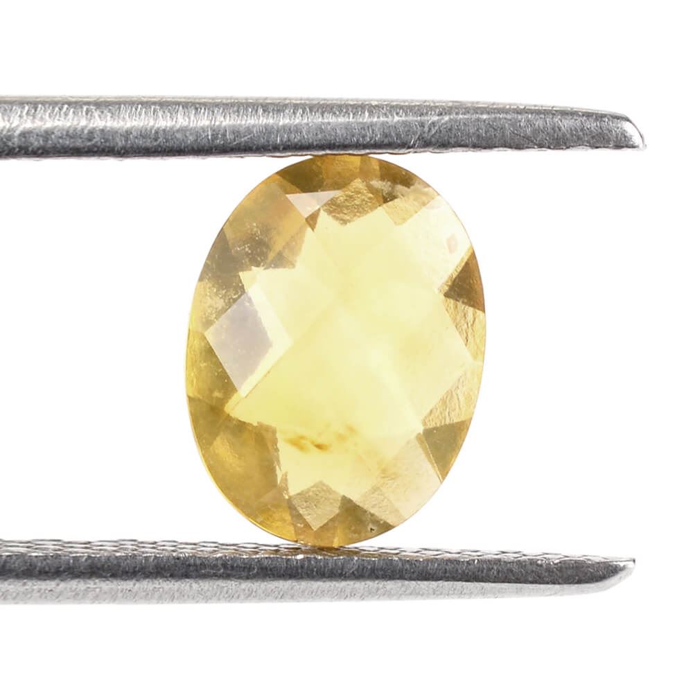 YELLOW OPAL CHECKER CUT OVAL 8X6MM 0.79 Cts.