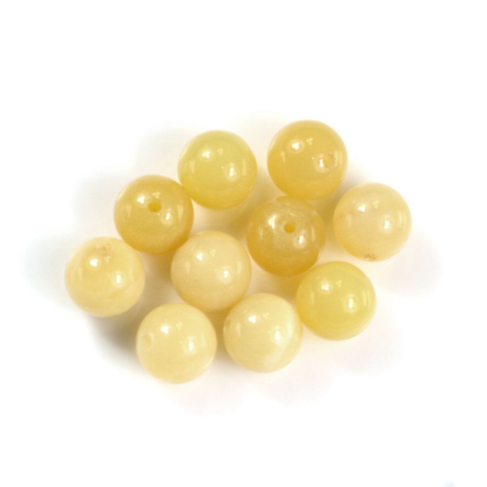 YELLOW OPAL PLAIN ROUND BALLS (FULL DRILL 1.50MM) 10MM 5.33 Cts.